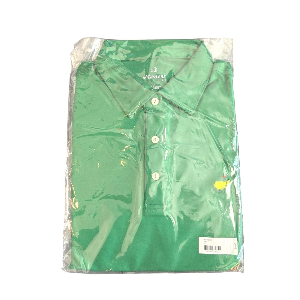 Masters Tech Golf Polo Shirt Men's Basic Preppy Pine Green Performance Large